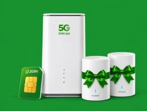 باقة زين 5G سرعة 300 مع 2 مقوي WiFi هدية - جهاز 5G وشريحة زين